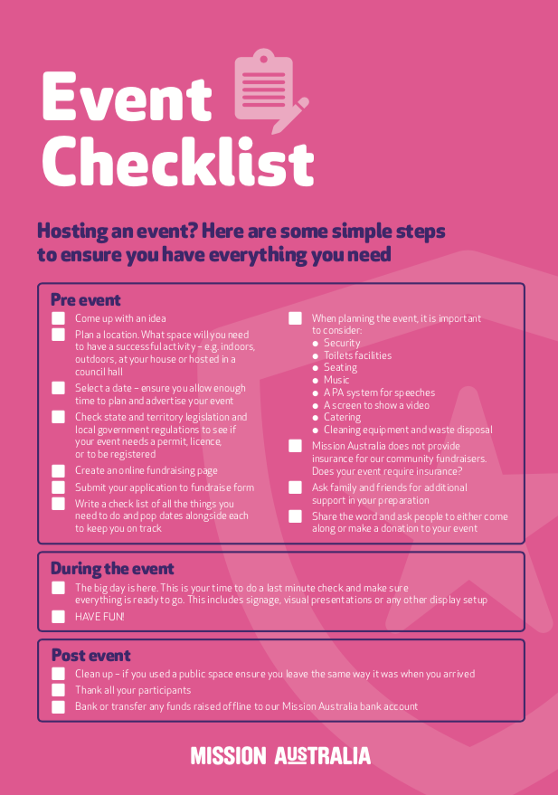 Event Checklist